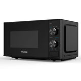 Hyundai 800W 20L solo microwave with dial control and stainless steel interior black