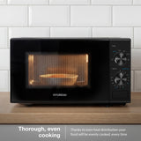 Compact Hyundai 20L microwave oven with manual dial control 800W black design