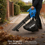 Hyundai 3000W Electric Leaf Blower & Vacuum, 3-in-1, 34L Collection Bag | HYBV3000E3