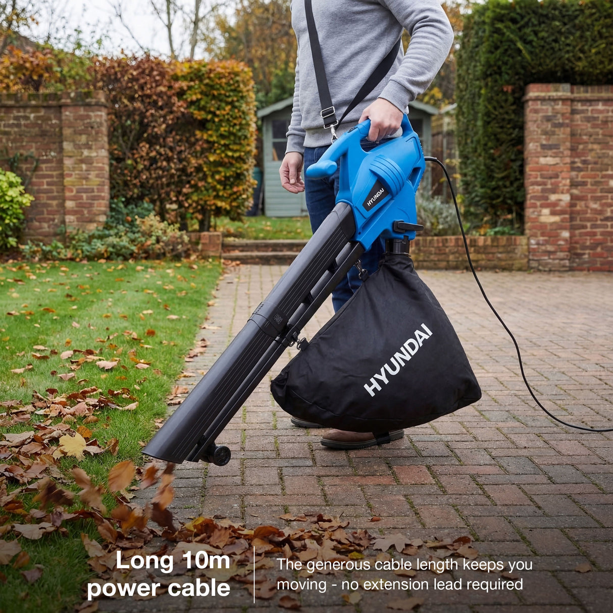 Hyundai 3000W Electric Leaf Blower & Vacuum, 3-in-1, 34L Collection Bag | HYBV3000E3