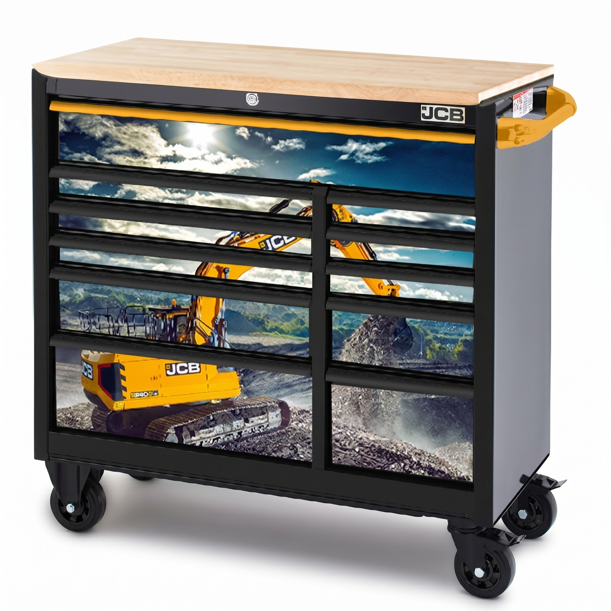 42 Roller Tool Cabinet 11 Drawers Steel Hardwood Worktop Excavator Wrap