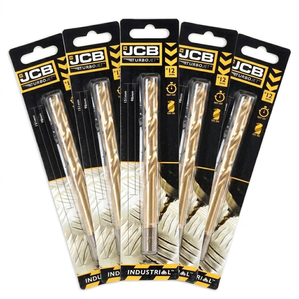 JCB 12 x 151mm HSS Drill Bit TurboJet (5 Pack) | 5055803318840-X5