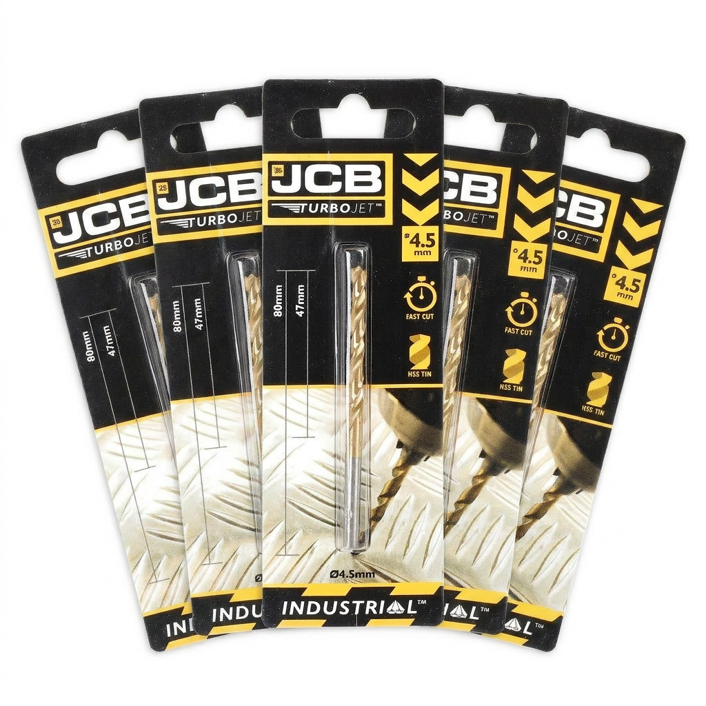 JCB 4.5 x 80mm 7 Point HSS Drill Bit TurboJet (5 Pack) | 5055803318710-X5