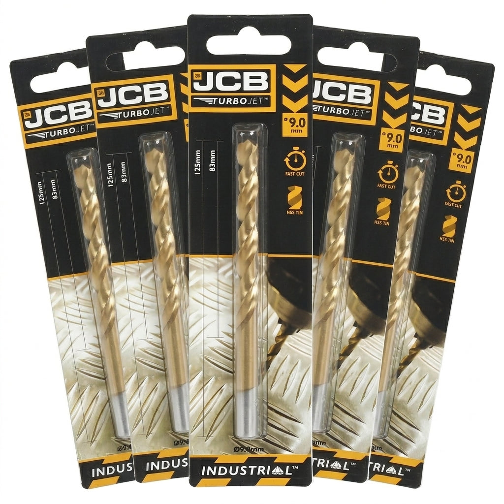 JCB 9 x 125mm 7 Point HSS Drill Bit TurboJet (5 Pack) | 5055803318802-X5
