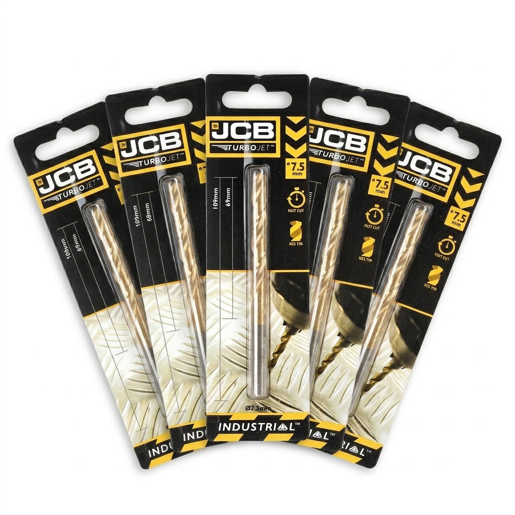 JCB  7.5 x 109mm 7 Point HSS Drill Bit TurboJet (5 Pack) | 5055803318772-X5