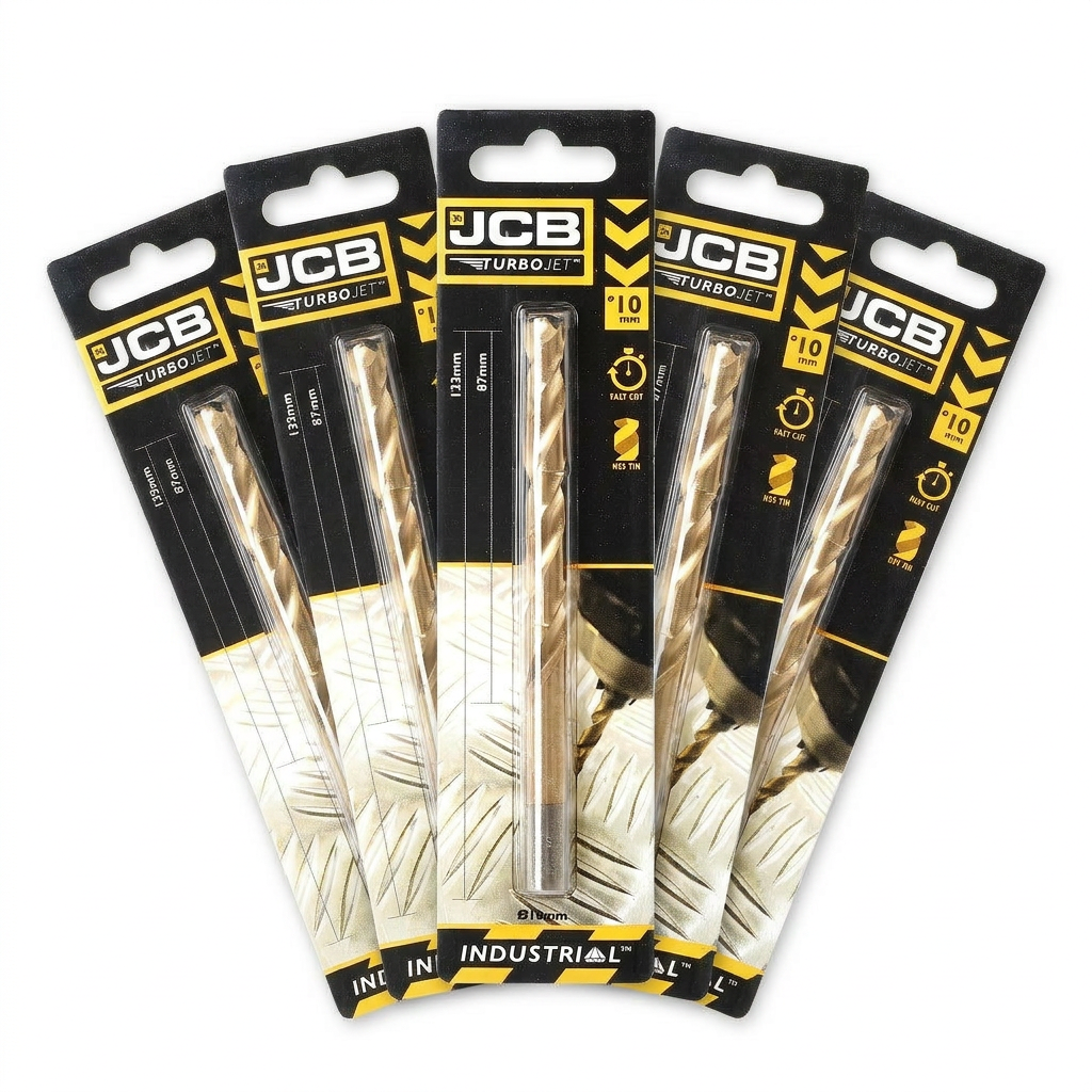JCB 10 x 133mm 7 Point HSS Drill Bit TurboJet (5 Pack) | 5055803318826-X5