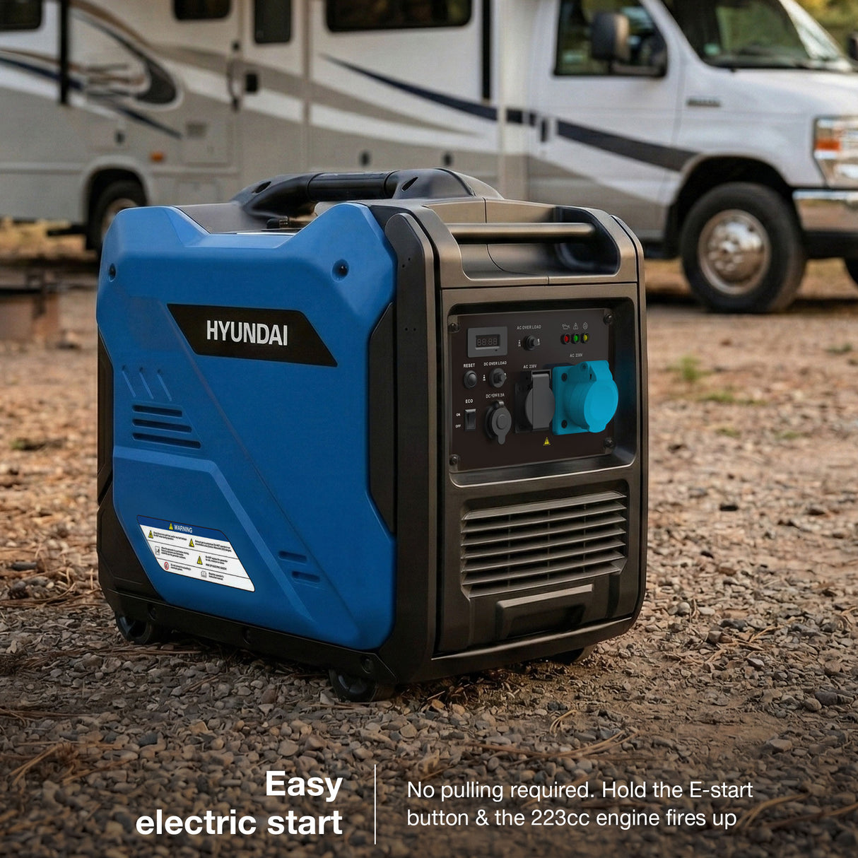 Hyundai 5.5kW / 5500W Inverter Generator, Electric Start, Pure Sine Wave | HY6250SEi
