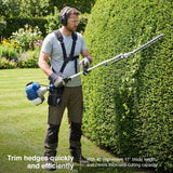 Hyundai 56cc Petrol Garden Multi Tool, 5-in-1 — Grass Trimmer, Brushcutter, Long Reach Hedge Trimmer & Pole Saw | HYMT5600X