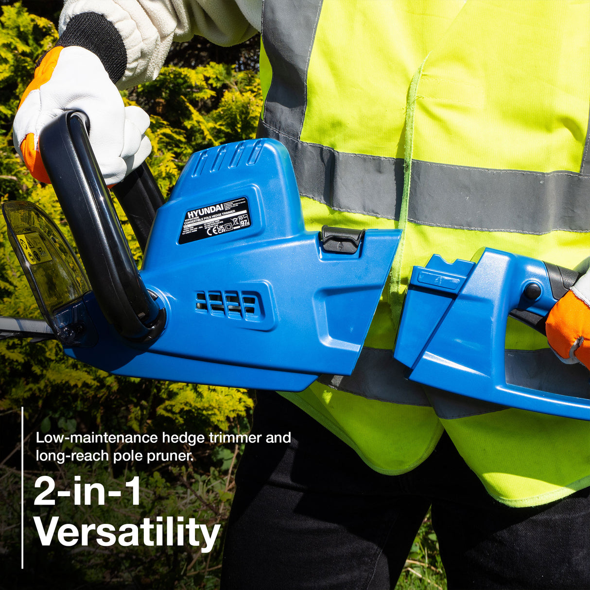 Hyundai 550W 440mm 2-in-1 Corded Electric Pole Hedge Trimmer and Pruner Convertible | HYP2HT550E