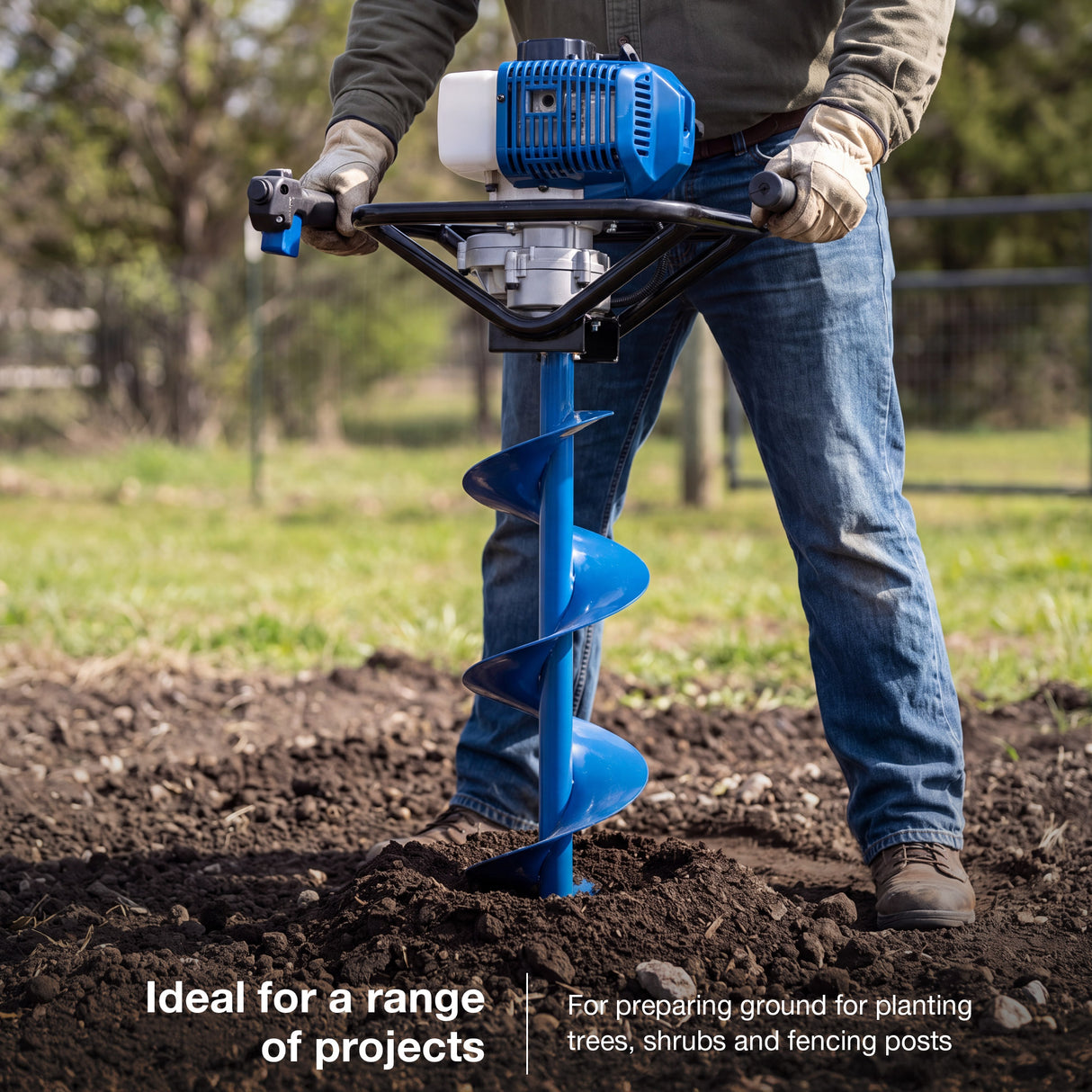 Hyundai 52cc Petrol Earth Auger, Post Hole Borer and Ground Drill - 100, 150 & 200mm| HYEA5200X