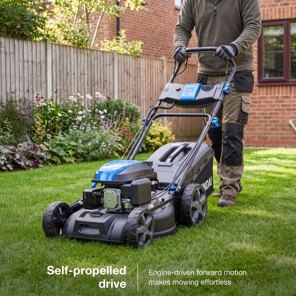 Hyundai 18" / 46cm Self-Propelled Petrol Lawnmower, Electric Start, 139cc | HYM18150SPEX