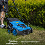 Hyundai 14” / 36cm 2 - in - 1 1600W Electric Lawn Scarifier and Aerator with 45L Collection Bag | HYSC1600E