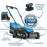 Hyundai 33cm / 13" 20V 3-in1 Brushless Cordless Lawnmower, 32L Collection Bag | HY20CLM33