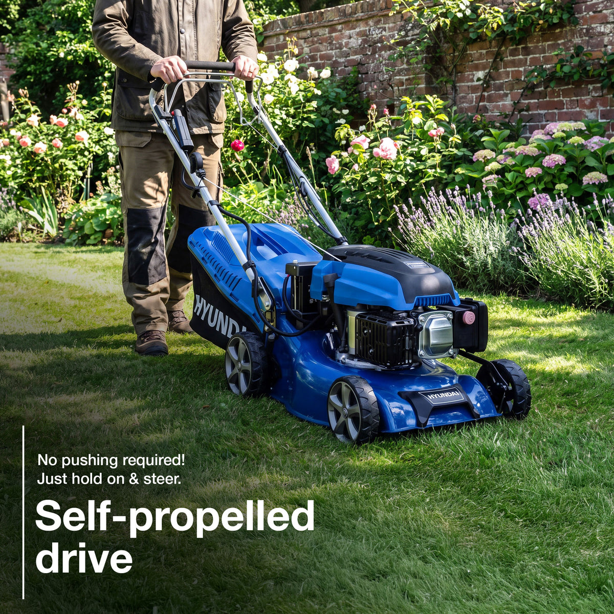 Hyundai 17"/42cm 139cc Electric-Start Self-Propelled Petrol Lawnmower | HYM430SPE