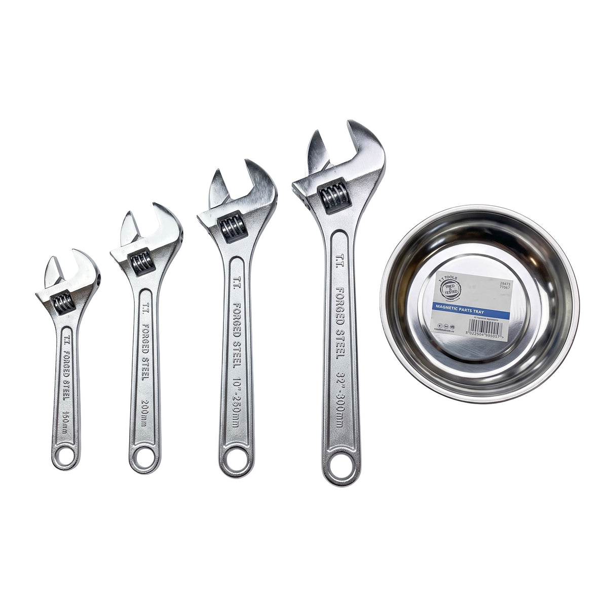 TTB11 - 4-Piece Adjustable Spanner Set, 150–300mm, with Magnetic Parts Tray