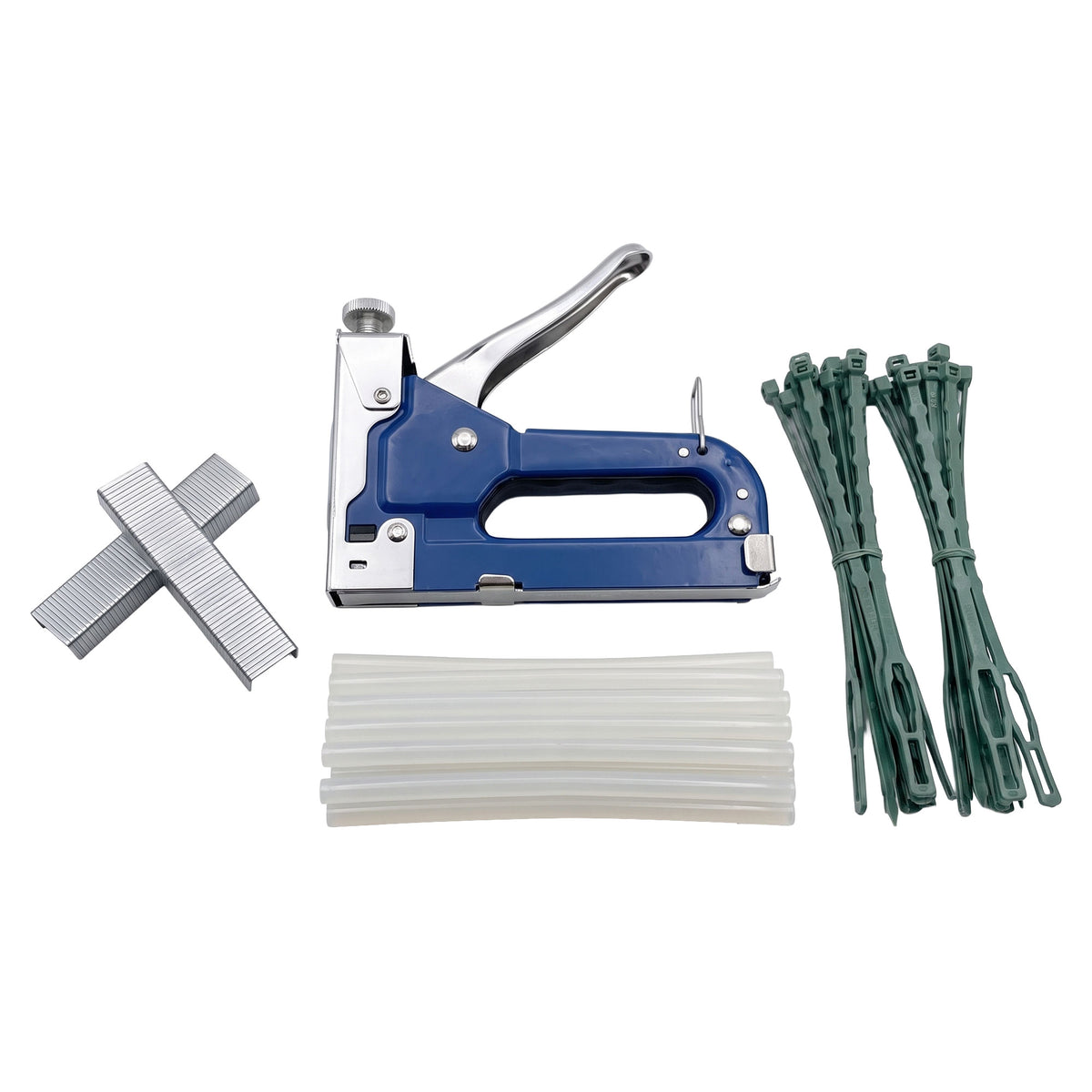 TTB13 - Staple Gun Kit with Staples, 11mm Glue Sticks and Plastic Ties