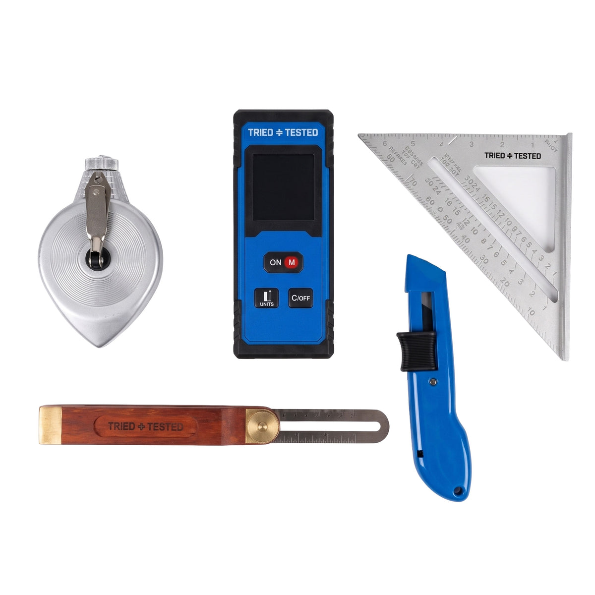 TTB19 - 30m Laser Measure Kit with Chalk Line, Roofing Square and Bevel