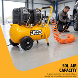 JCB Silent Pro 50L Oil-Free Air Compressor, 8 Bar & 300L/min Displacement | JCB-OFAC-50H