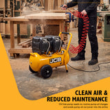 JCB Silent Pro 50L Oil-Free Air Compressor, 8 Bar & 300L/min Displacement | JCB-OFAC-50H