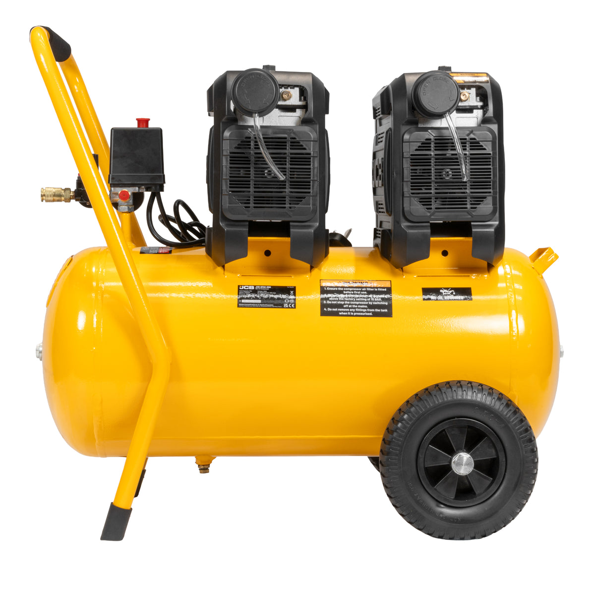 JCB Silent Pro 50L Oil-Free Air Compressor, 8 Bar & 300L/min Displacement | JCB-OFAC-50H