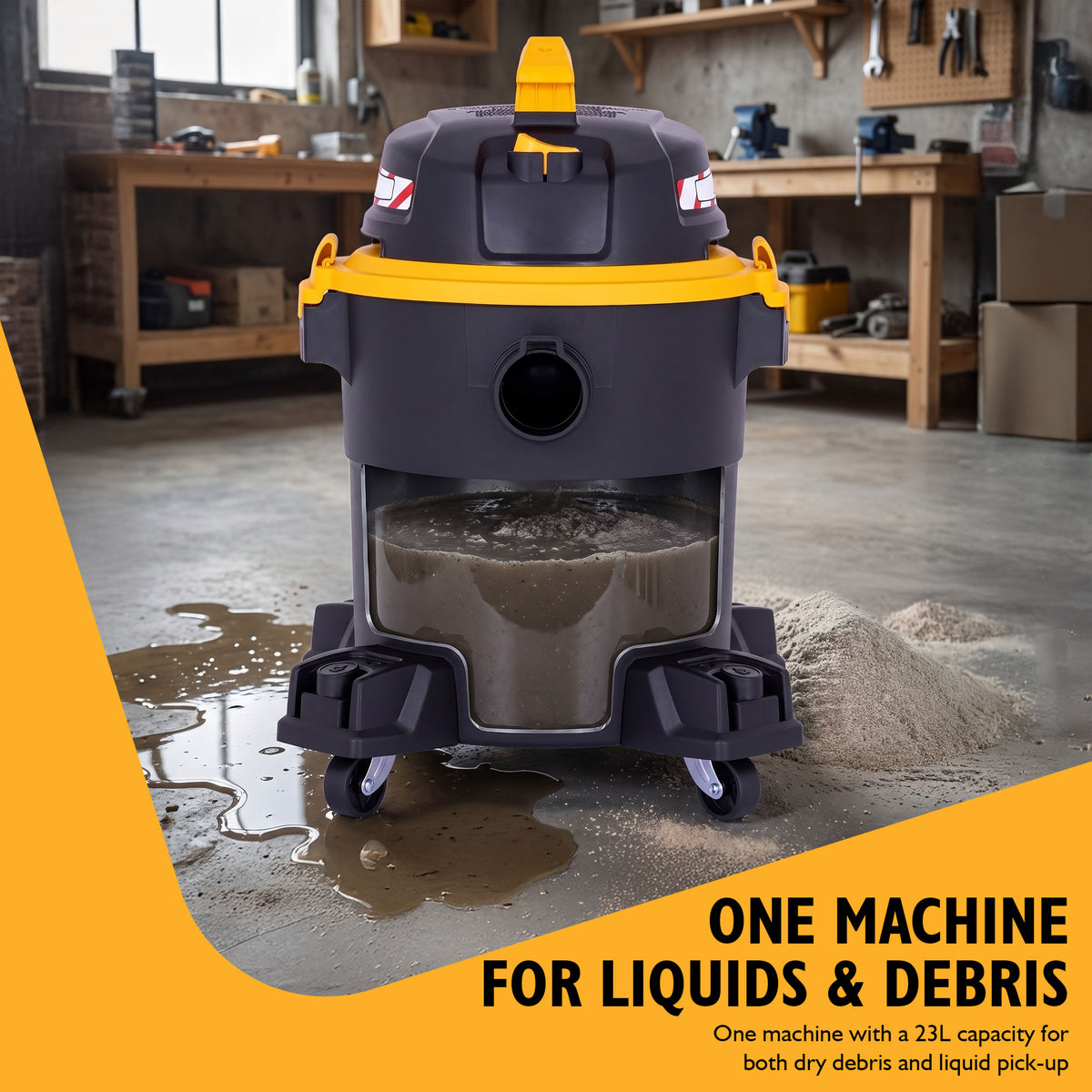 JCB, 23L HEPA Wet & Dry Vacuum Cleaner, 24L/s Airflow & 16kPa Suction | JCB-VACP-23H