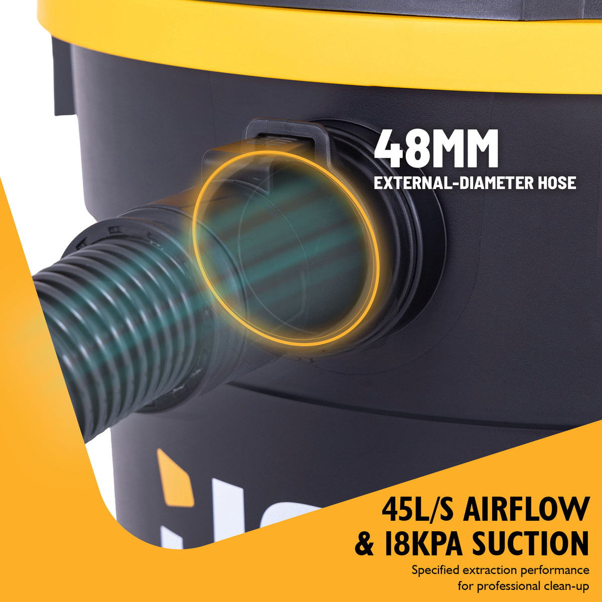 JCB, Silent Pro 34L L-Class Wet & Dry Vacuum Cleaner, 65dB(A) & 45L/s Airflow | JCB-SVACP-34L