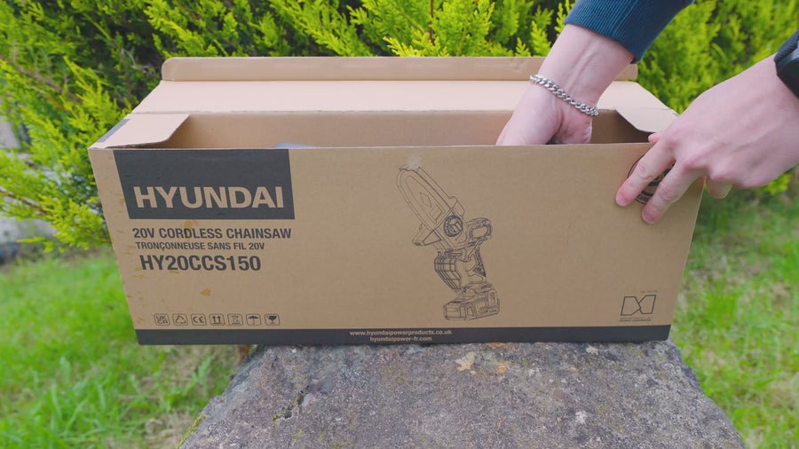 Hyundai 6" 20V Mini Chainsaw, Includes Chain, 2Ah Battery & Charger | HY20CCS150 — video