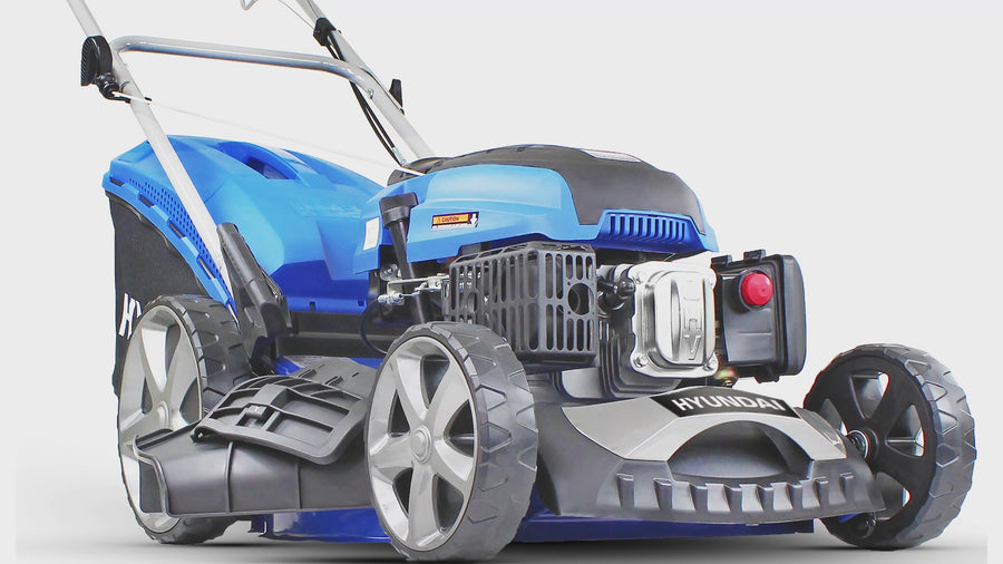 Hyundai 20" / 51cm 196cc 4-in-1 Self-Propelled Petrol Lawnmower, Mulch, Rear & Side Discharge, Hose Connector| HYM510SP — video
