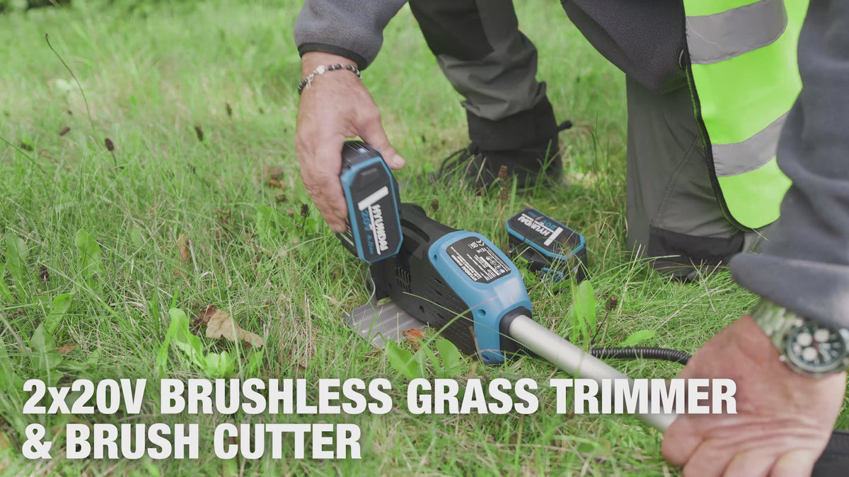 Hyundai 2x20V Brushless 2-in-1 Brush Cutter & String Trimmer, Straight Split Shaft, 3-Speed, 3 Year Warranty | HY40CGB26