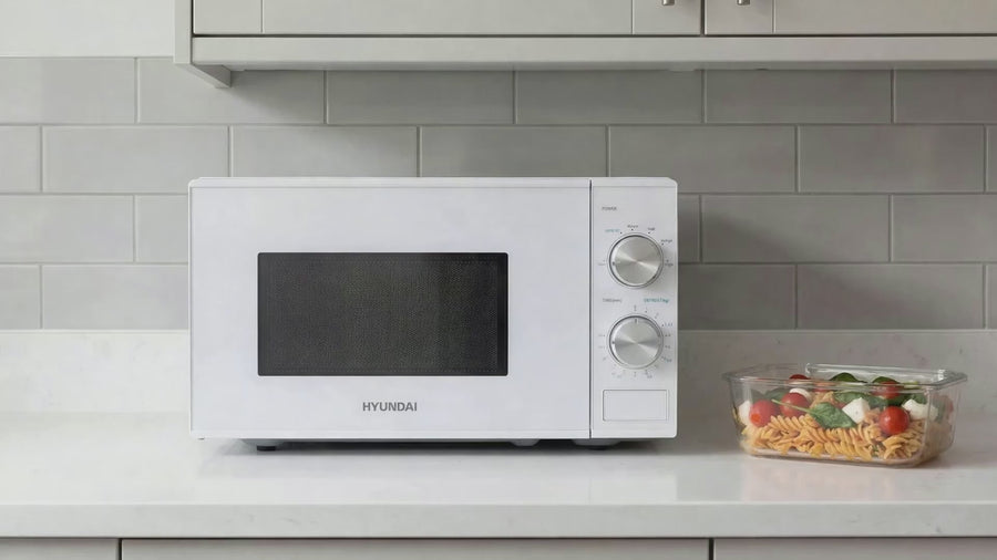 HYUNDAI 800W 20L Solo Microwave, Dial Control, Stainless Steel Interior | HYMW80020MW — video